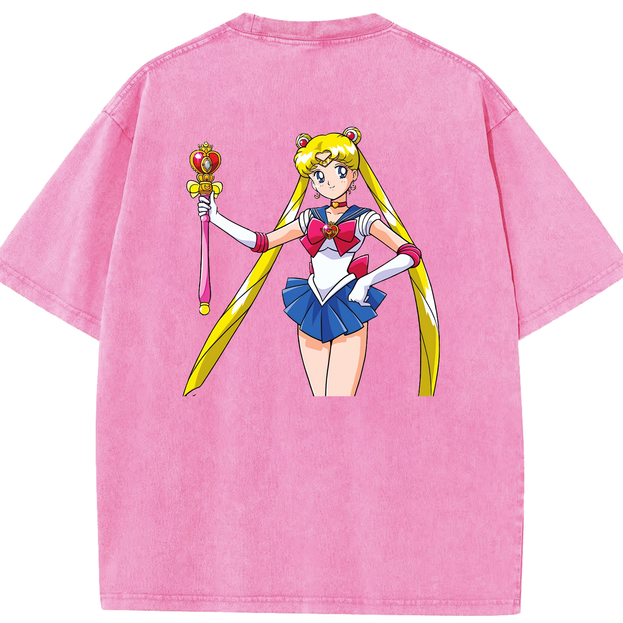 （画像用） 美少女戦士セーラームーン 月野 うさぎ つきの うさぎ Sailor Moon Tsukino Usagi 綿100% ヴィンテージ風 半袖Tシャツ（背面プリント）